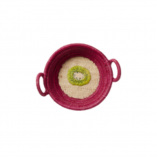 Mini Round Raffia Basket Embroidered Fruit Rice DK